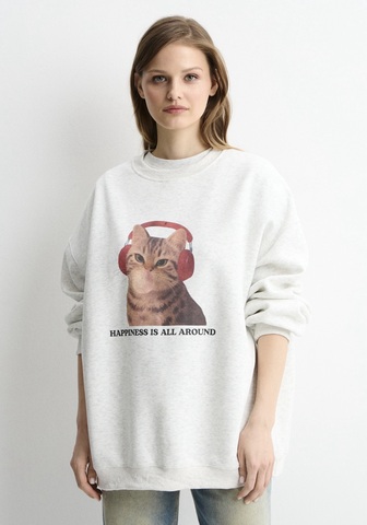 Худи Cats серый меланж