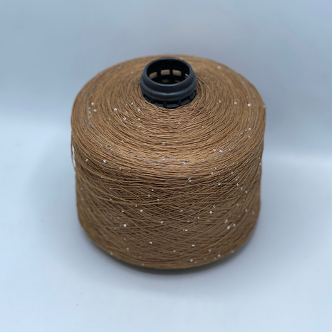 Бобинная пряжа, Linette Pailletes, 450м, 80% Лен, 20% Полиэстер(пайетка),Золотисто-бежевый+пайетка.37923