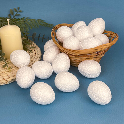 №2 Яйца пасхальные, Белые, из пенопласта, размер 5*4 см, набор 20 штук