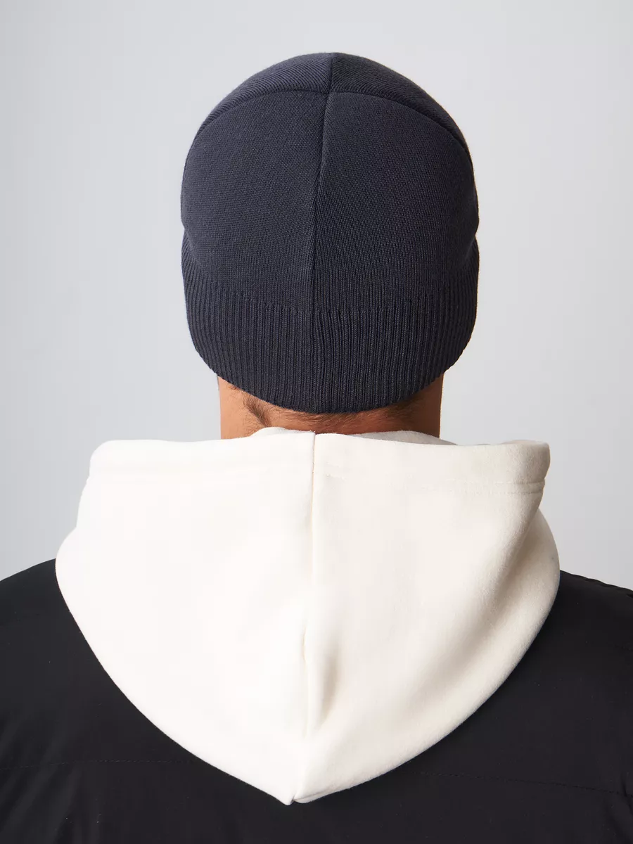 Шапка зимняя на флисе вязаная бини