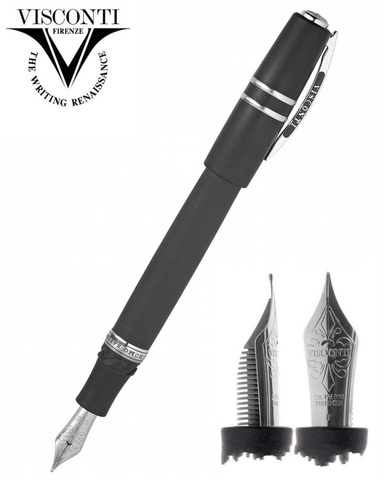 Ручка перьевая Visconti Homo Sapiens Steel Age Oversize, Black CT, Pd 23 K, F (Vs-591-99F)
