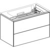 Шкафчик для раковины Geberit ONE, с двумя выдвижными ящиками: B=74.5см, H=46.5см, T=39.5см, Черный орех / Натуральный шпон