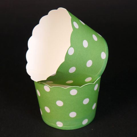Бумажные стаканчики для кексов Зеленые в горох 50*45 мм, 50 шт