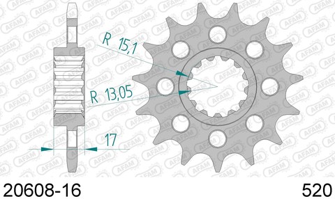 20608-16 звезда передняя HONDA CBR 1000, VTR 1000 (ведущая) стальная, 520, AFAM