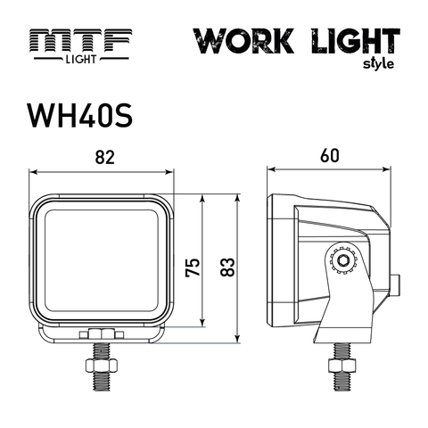 Прожектор светодиодный MTF LIGHT серия STYLE 12/24В, 40Вт, 3000лм, ECE R10, квадратный, шт.