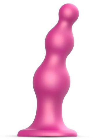 Розовая насадка Strap-On-Me Dildo Plug Beads size L - Strap-on-me 6016596