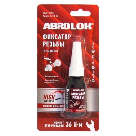 Фиксатор резьбы красный неудаляемый ABRO MASTERS TL-010-RD 10мл