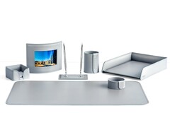 Настольный набор из кожи цвет серый 7 предметов №151