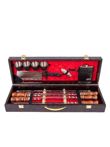 Кизлярский набор шампуров в коробке кожзам №10