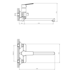 DR22043 Смеситель одноручный универсальный с поворотным изливом 30 см, хром