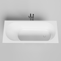 Salini ORNELLA KIT Встраиваемая ванна 1600х700х540мм, овальная чаша, донный клапан, сифон, интегр слив-перелив, мат-л: S-Sense, глянцевый, белый фото