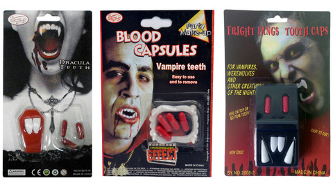 Набор накладные клыки вампира и капсулы с кровью