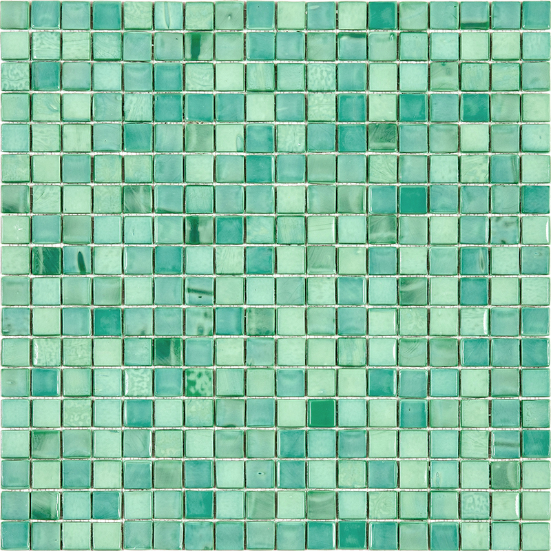 NC410 Мозаика одноцветная чип 15 стекло Alma Mono Color зеленый квадрат глянцевый