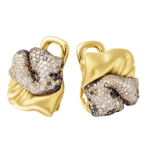 Серьги с Белыми, Черными и Шампань Бриллиантами, E0132-0/4