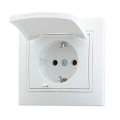 MIRA 701 0202 123B Розетка с/з с крышкой ПБТ бел. с бел. вст.