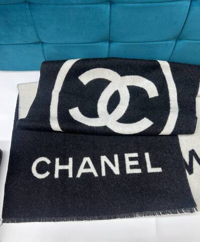 Женский кашемировый шарф Chanel чёрно-белый