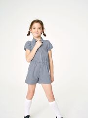 Комбинезон школьный на молнии для девочки Next 538-221, Темно-синий, Белый