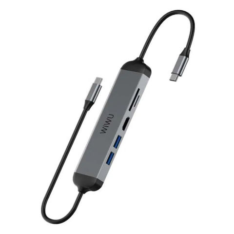 Кабель-переходник WiWU Alpha 521H Type C to x2 USB 3.0; HDMI; Cardreader