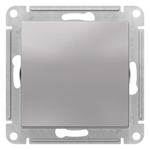 Выключатель одноклавишный, 2-полюсный 10А. Цвет Алюминий. Schneider Electric AtlasDesign. ATN000321