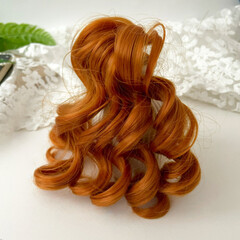 Волосы для кукол, трессы кудри-локоны, цвет Рыжие, 15 см*1 метр., набор 2 шт.