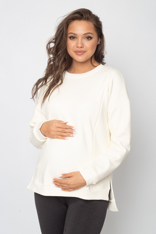 Джемпер для беременных и кормящих 17657 молочный