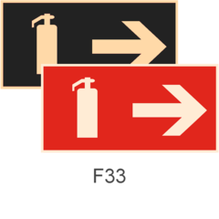 фотолюминесцентные знаки пожарной безопасности F33 Указатель движения к огнетушителю направо