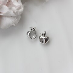 Подвеска Яблоко с фианитом 12*9 мм, родий, П017