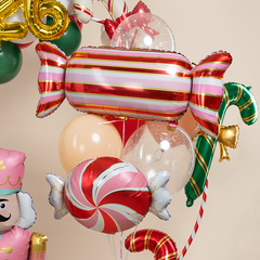 К Фигура, Конфета, Золотые полоски, Розовый/Красный, 25''/64 см, 1 шт. (в упаковке)