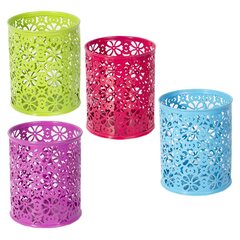 
          Подставка-стакан для канцтоваров Alingar, металлическая, круглая, узор "Клевер", ассорти