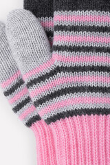 варежки  для девочки КВ 10009/24ш/ярко-розовый,серый