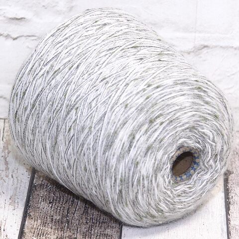 Микс с бэби сури альпакой 210 бело-зеленый с золотом