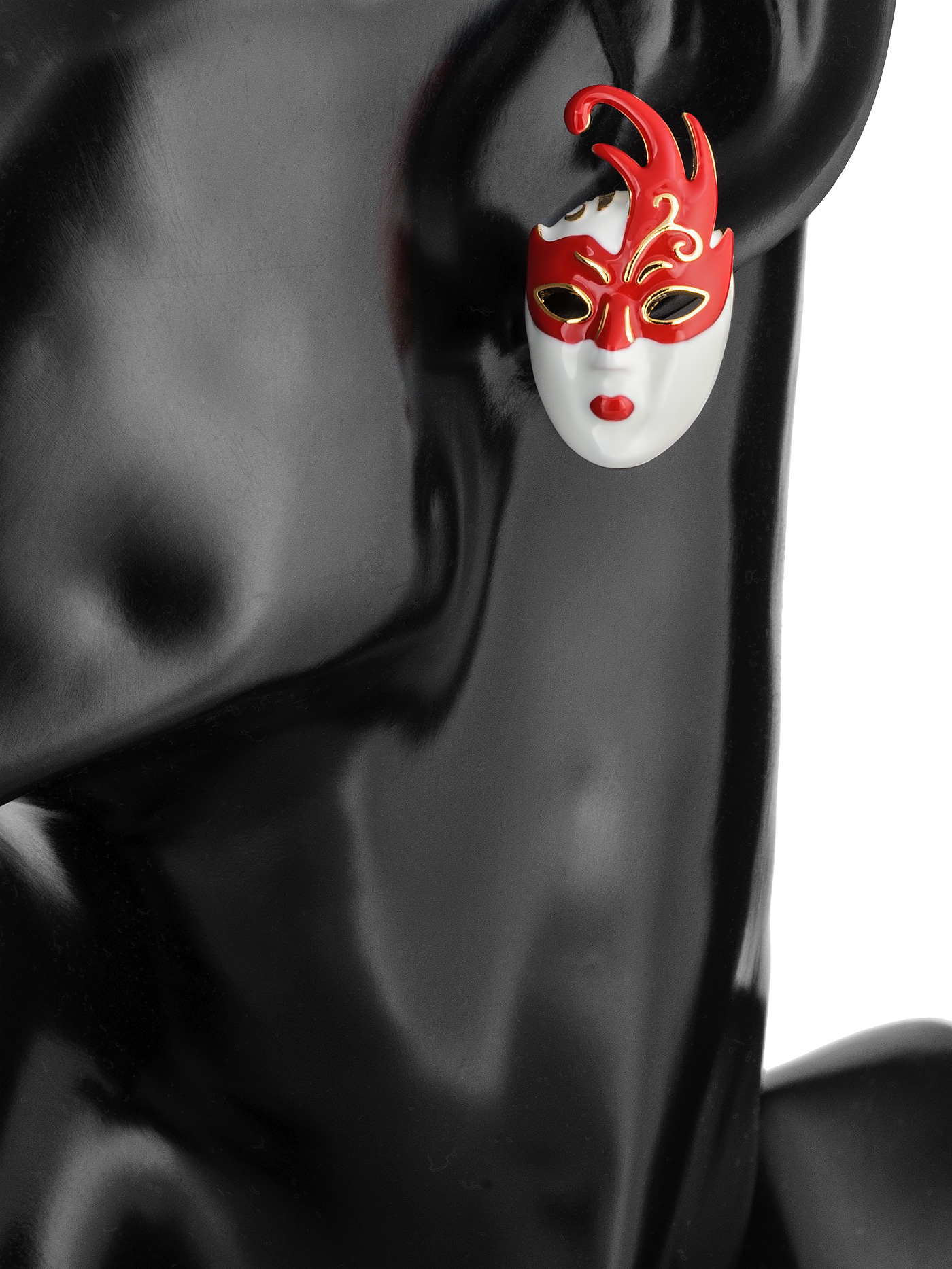 Массивные дизайнерские серьги Маски венецианские