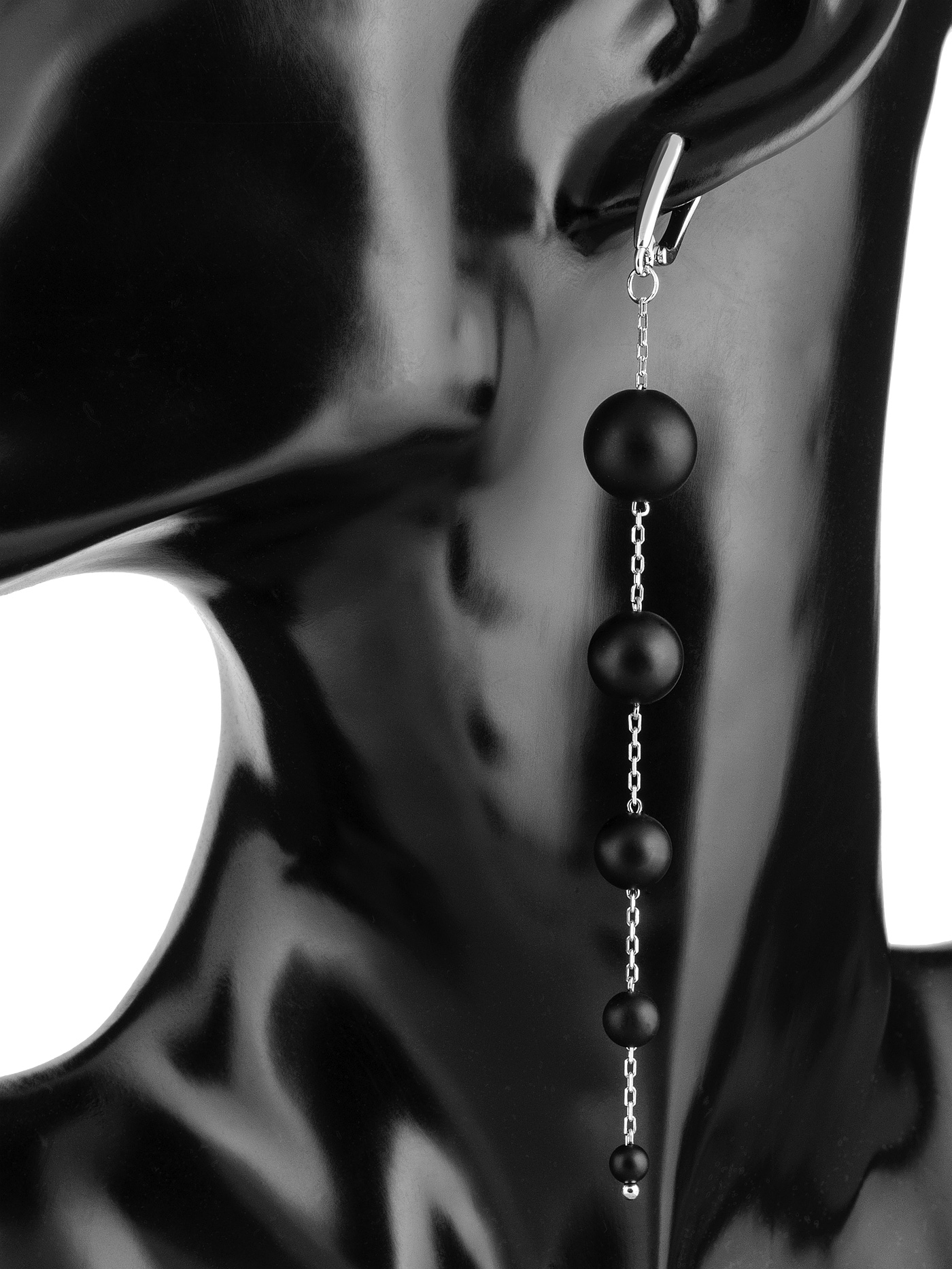 Длинные непарные серьги с агатом