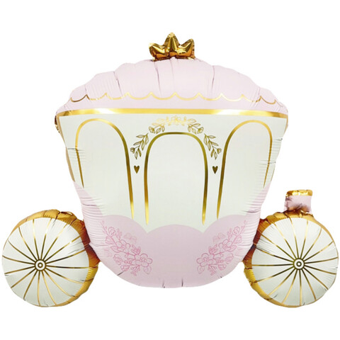 Шар фигура, карета принцессы, розовый, бежевый, 86 см