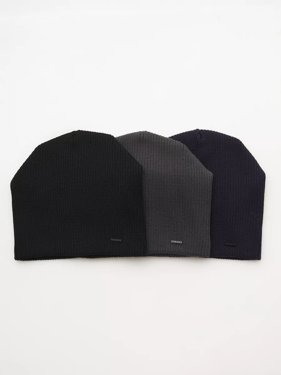 Шапка зимняя на флисе вязаная бини