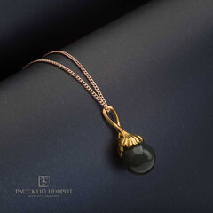 Кулон "Лист Гинкго". Тёмная морская волна.