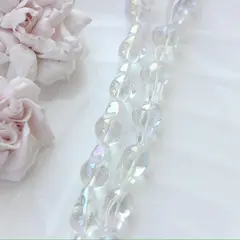 Бусины стеклянные, прозрачный спокрытием, фриформ 22*13 мм, 1 бусина, МК041