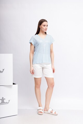 Marc Aurel Футболка из хлопка со льном в полоску с металлизированным эффектом. Эко-линейка