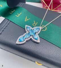 Колье из серебра 925 пробы с голубыми куб.цирконами GRAFF (на цепочке)