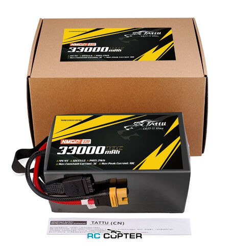 АКБ Gens Ace Tattu NMC 33000mAh 44.4V 10C 12S G-Tech Semi-solid state Lipo battery (полутвердотельная) 330Wh/kg