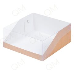 Коробка под торт с пластиковой крышкой 235*235*100 мм крафт, 10 шт