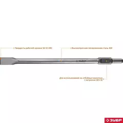 ЗУБР БУРАН, 35 х 600 мм, HEX 30, плоское зубило (29375-35-600)