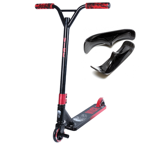 Трюковой самокат-снегокат Ateox Vice black-red 2023 с лыжами и колесами