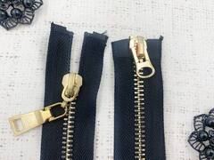 Молния металл Т8, L 85 см, 2 бегунка, чёрный/золото