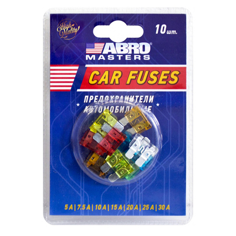 Набор предохранителей флажковых ABRO № 7 (5, 7.5, 10, 15, 20, 25, 30 А) FU-AI381-7-AS 10шт.