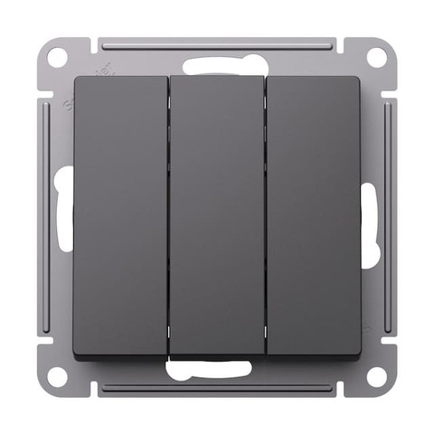 Выключатель трехклавишный, 10АХ. Цвет Базальт. Schneider Electric AtlasDesign. ATN001431