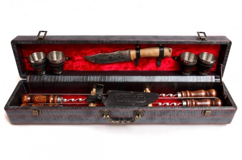 Кизлярский набор шампуров в коробке кожзам №5