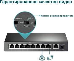 TP-Link TL-SF1009P - 9-портовый настольный 10/100 Мбит/с коммутатор с 8 портами PoE+