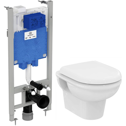 Ideal Standart RX002602 Промо-комплект 2.0 , состоящий из: R002601 EXACTO Rimless Подвесной унитаз с сидением и крышкой с функцией плавного закрытия UV09001, полипропилен, с функцией fast fix (легкосъемное) R046367 PROSYS 2.0 Встраиваемая инсталляция