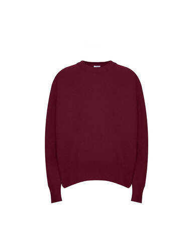 Джемпер из смесового кашемира с круглым вырезом бордо